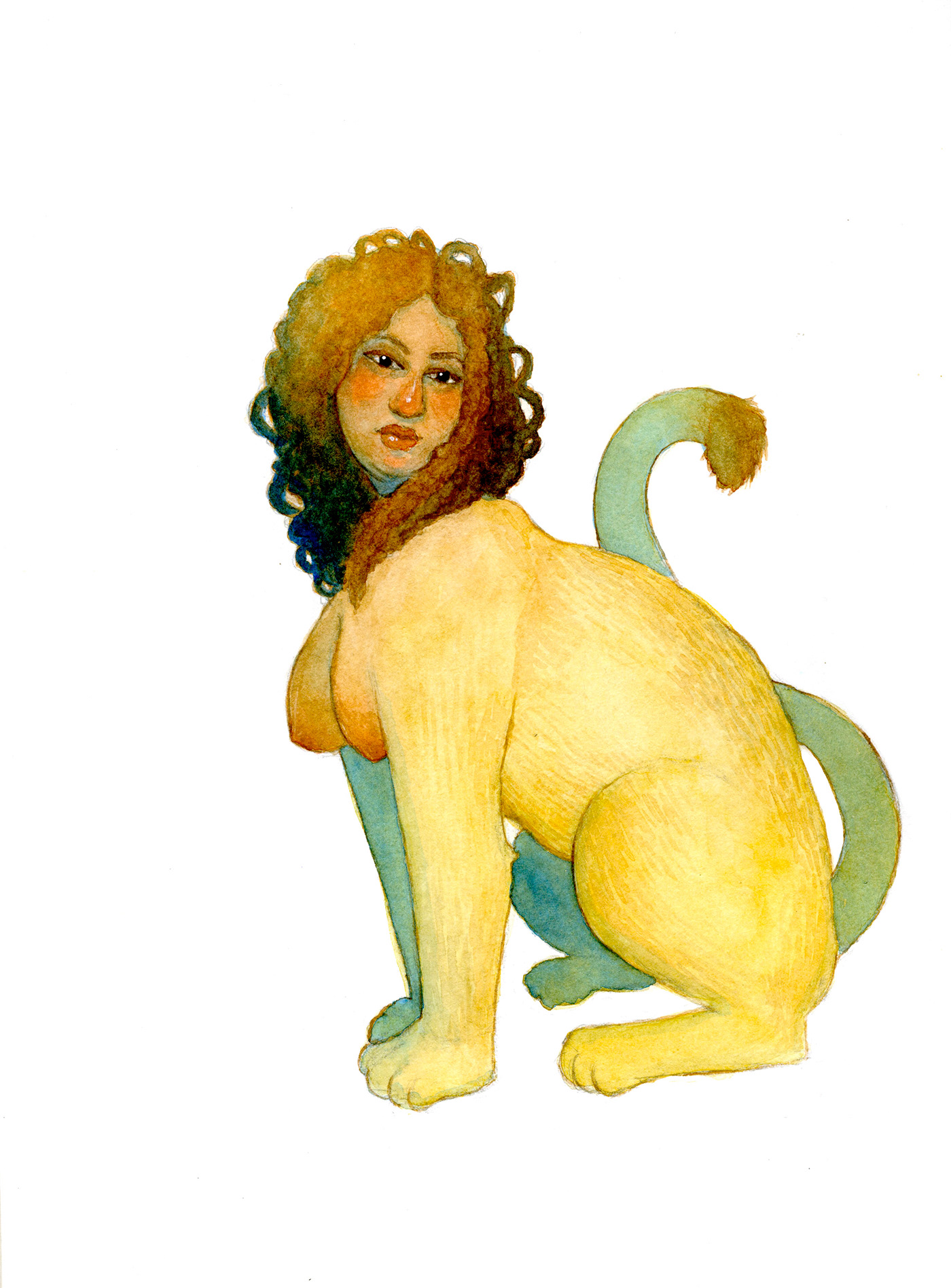 sphynx monster girl Character design  watercolor mythology RCAD