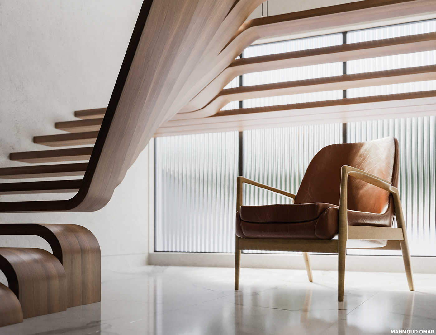architecture archviz CGI corona Interior interior design  modern Render stairs visualization