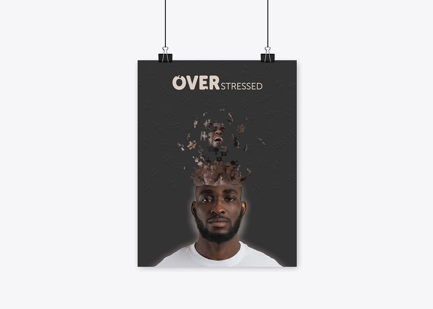 human face photoshop Overthinking stressed feelings emotions poster posters overstress self critical