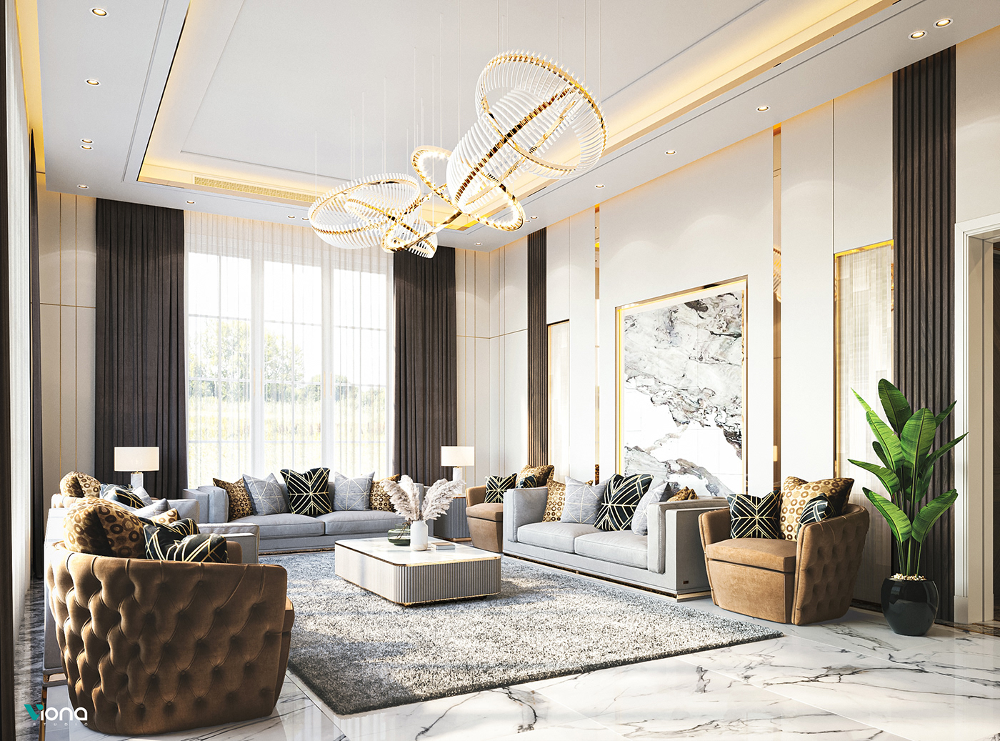 daylight design interior design  luxury Men Majlis modern new classic Render Villa visualization