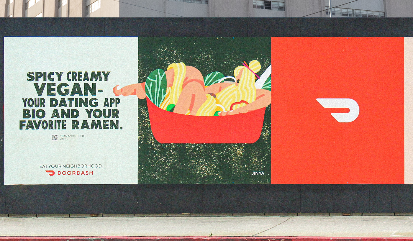 billboard comida delivery DoorDash Food  Los Angeles people restaurant Street Urban