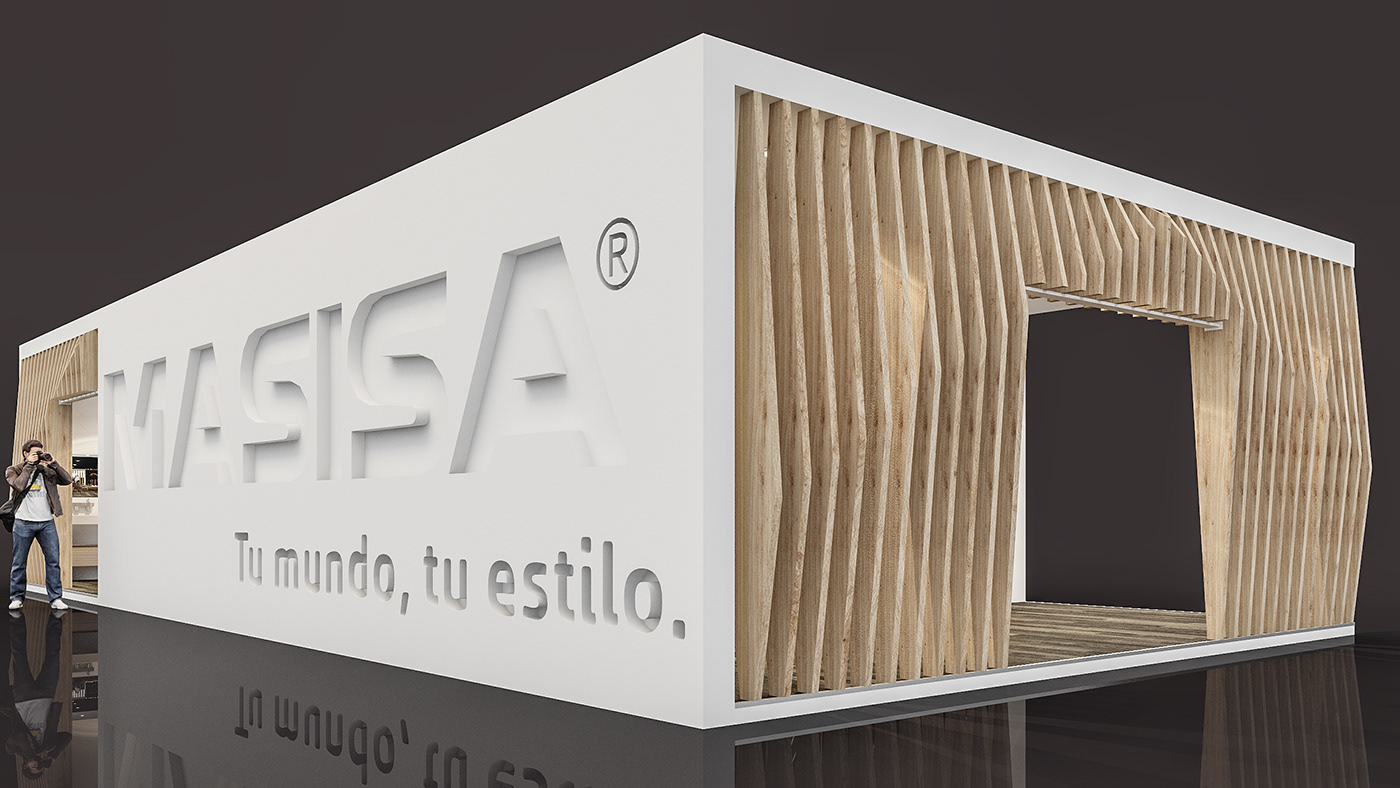 3D 3ds max booth ephemeral architecture Exhibition  expo masisa mexico Stand stand design