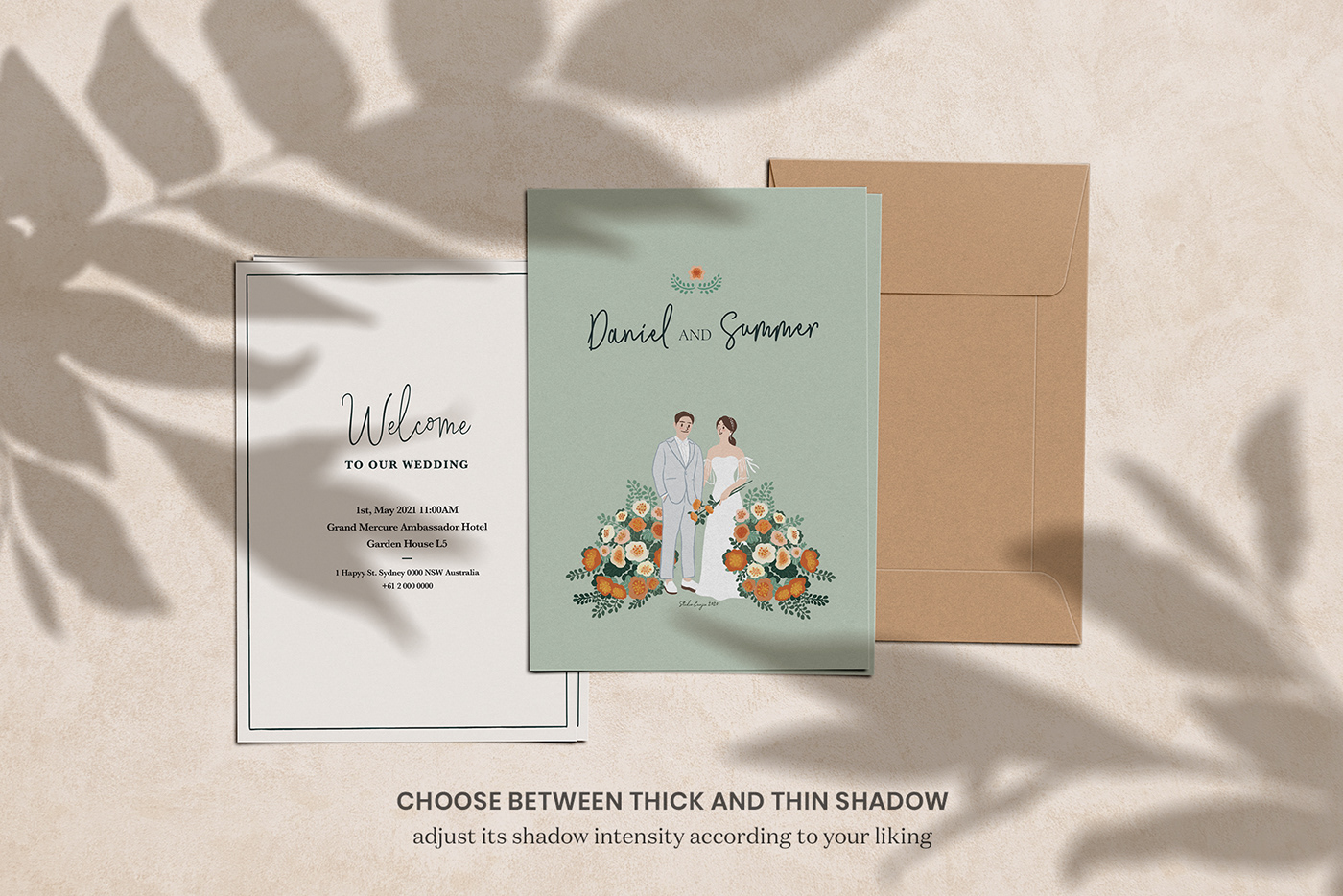 branding  envelope Mockup Mockup scene creator natural paper photorealistic SHADOW OVERLAY Stationery wedding