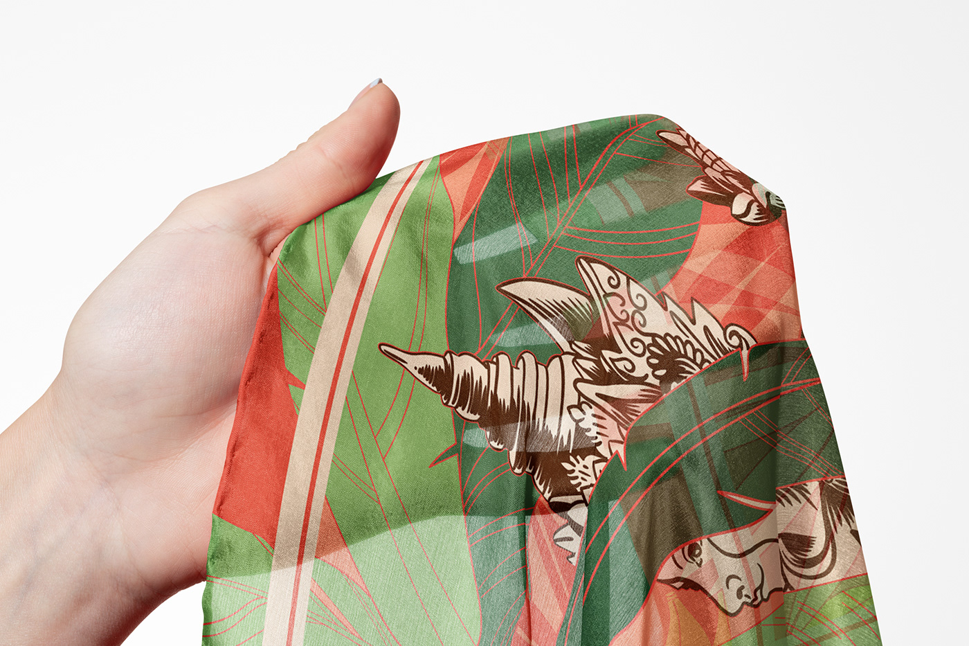 Clothing Fashion  ILLUSTRATION  leaf pattern print silk scarf streetwear textile design  textile
