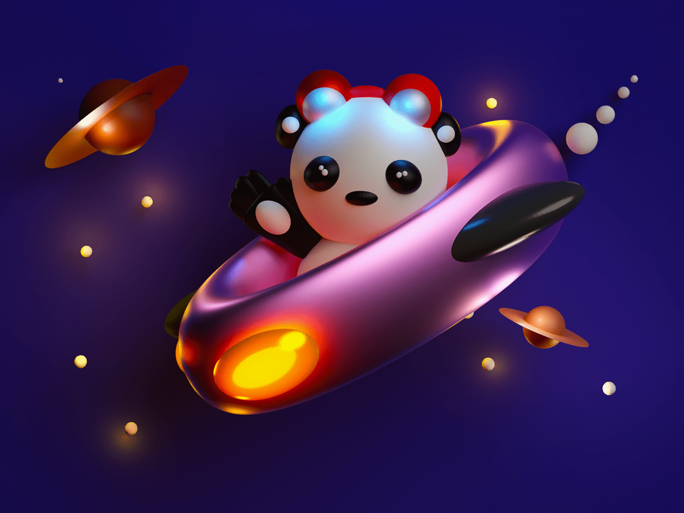 3D Blender navicella nft Panda  Panda Spaziale