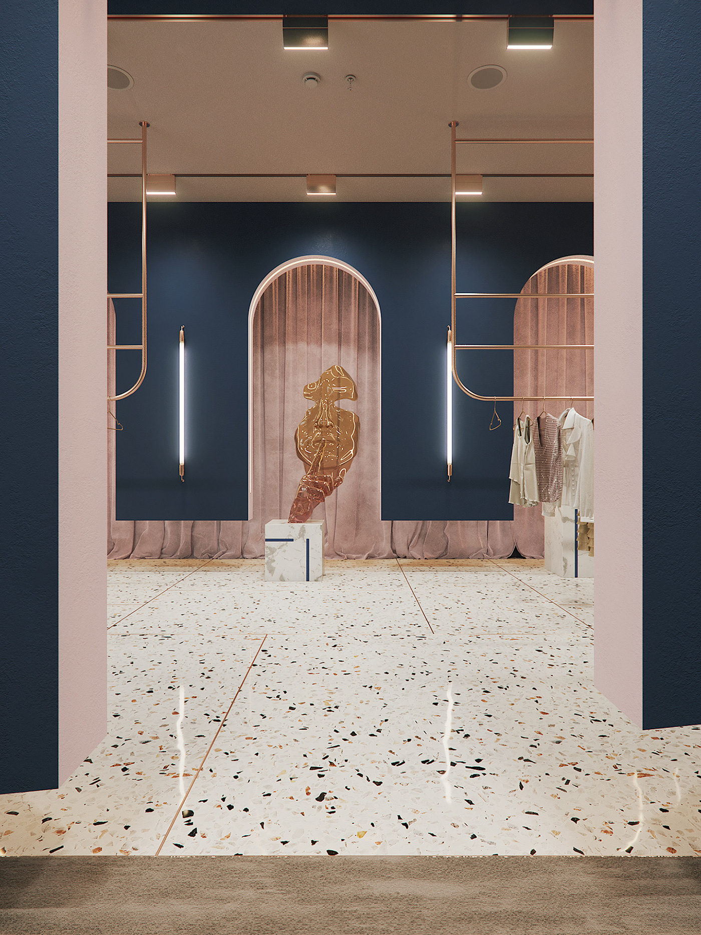 viz.art Interior visualization 3ds max photoshop corona boutique Retail Fashion  Terrazzo