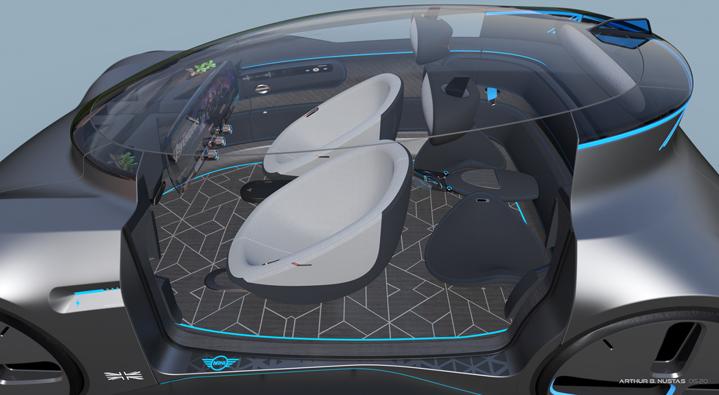 automotive   Autonomous car compact concept design exterior Interior MINI