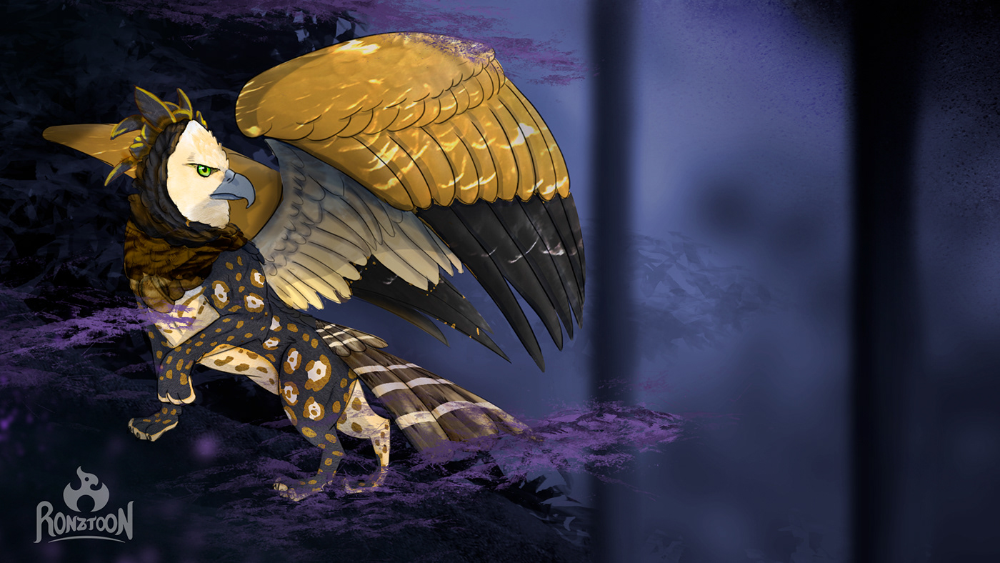 jaguar eagle Digital Art  digital illustration Character design  ILLUSTRATION  fantasy mythology amazonia Griffin