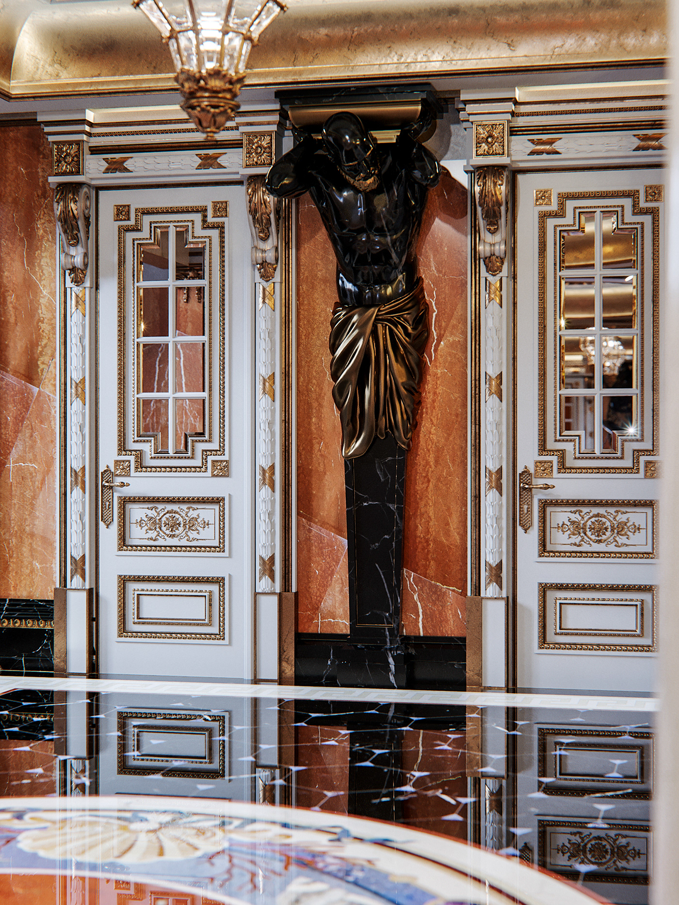 Hall Barocco sculpture clasics Interior Marble