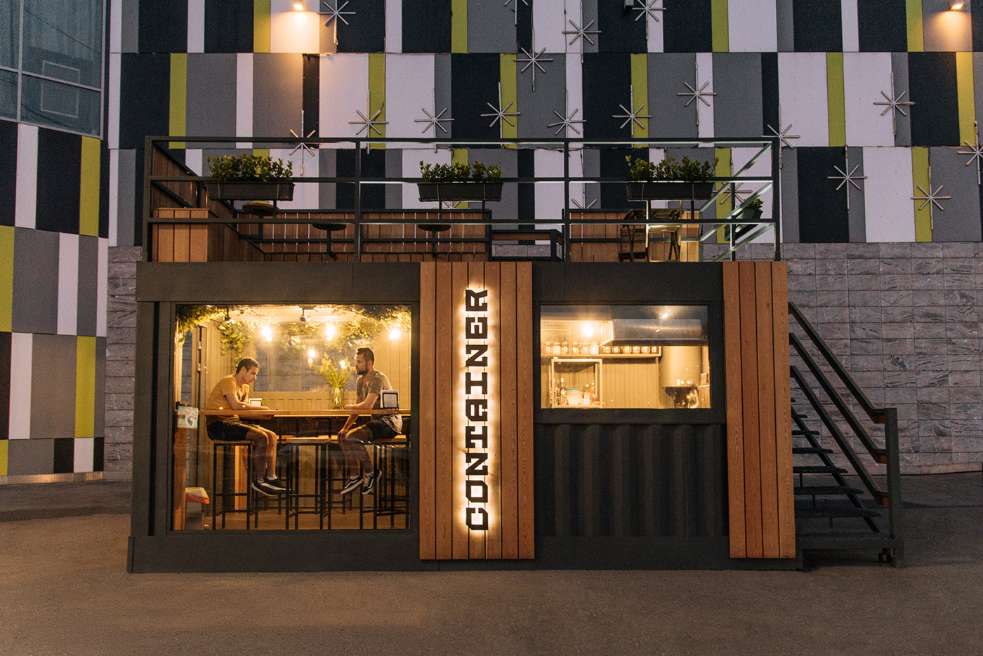 Fast food container shawarma cafe Food  Street Food design restaurant bar veranda