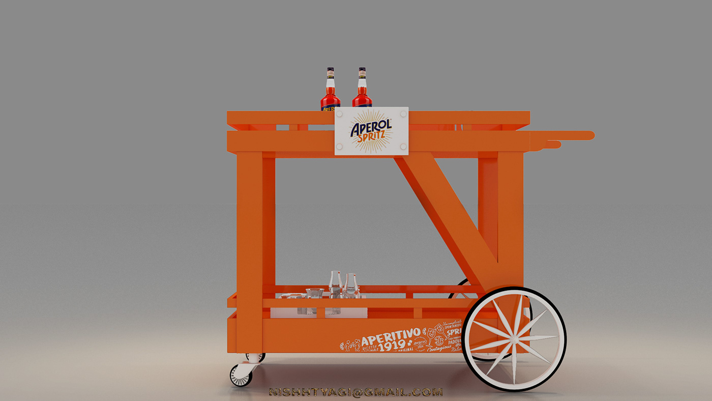 liquor alcohol trolley 3D vray 3ds max visualization archviz modern Render