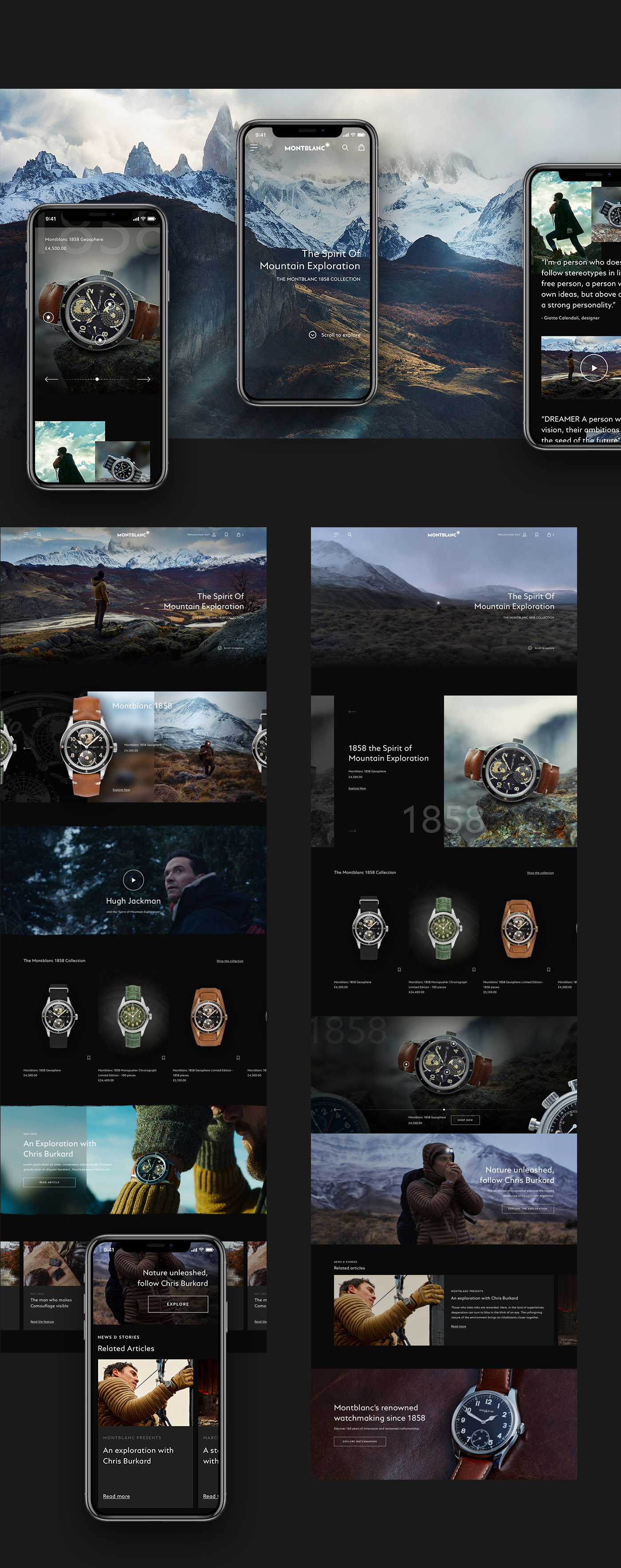 montblanc luxury Watches UI ux mobile campaign Menswear brand Web Design 