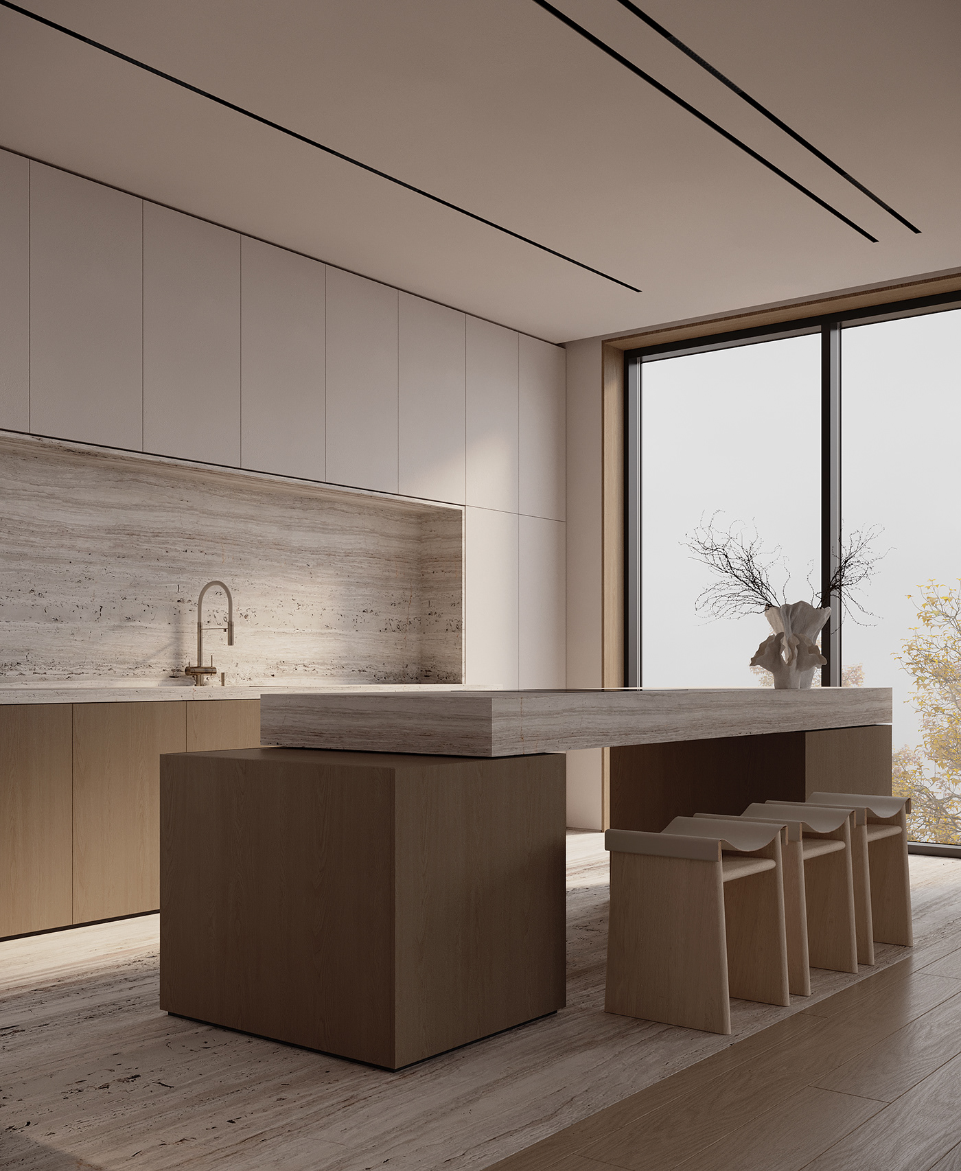 kitchen design interior design  3ds max corona render  visualization Render kitchen interior design Minimalism minimalist architecture