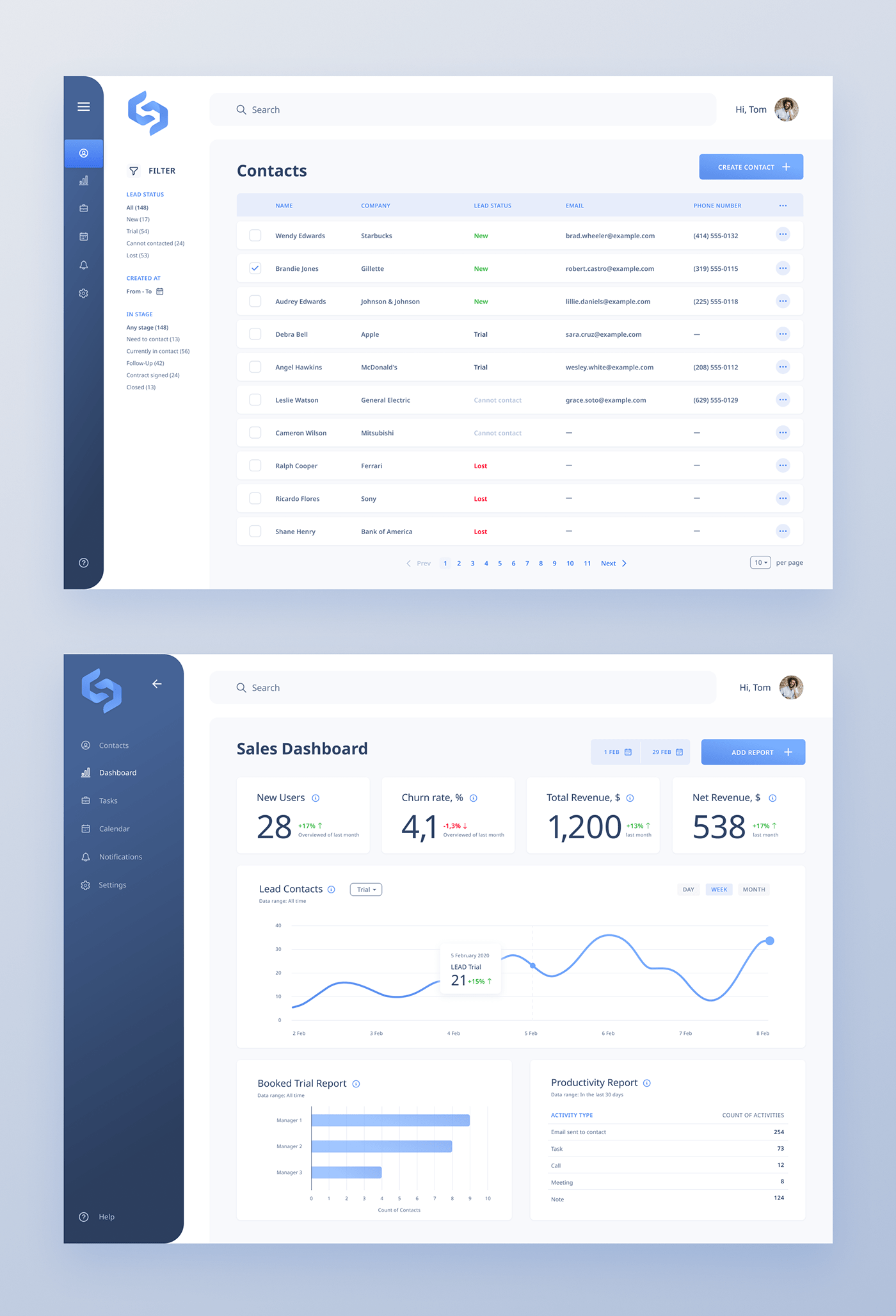 CRM CRM System dashboard Data Graphs leads statistics Usability ux/ui