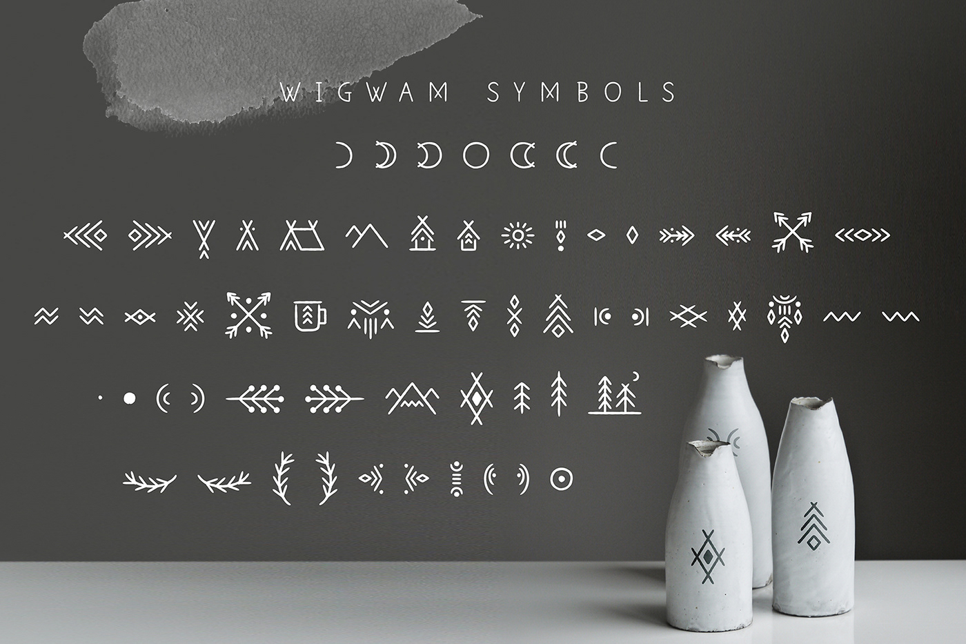 Hipster font boho typography   line art geometric symbol alphabet Fontself tribal