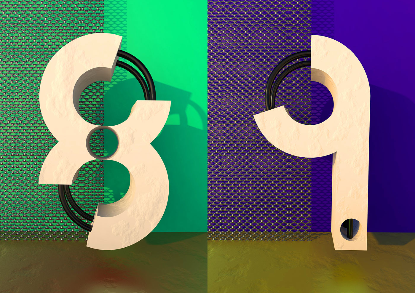 type digits typography   Typeface animation  motion design reveal logo visualisation 3D