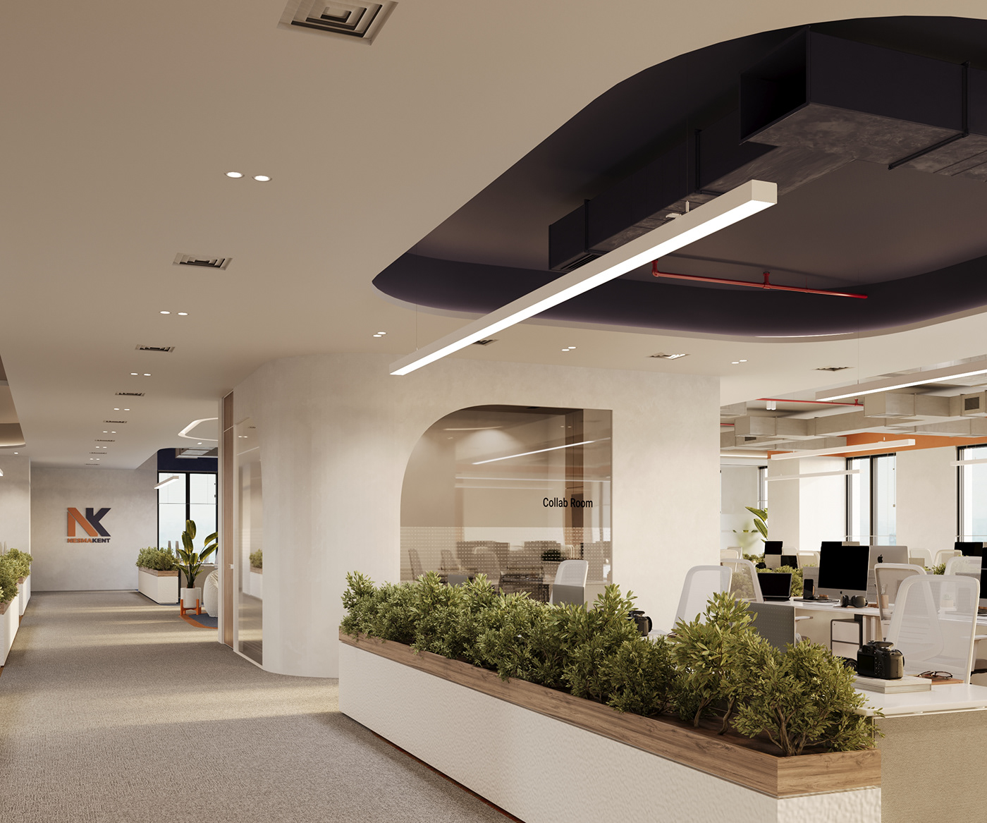 Office Building desk Interior corona modern interior design  architecture visualization 3ds max workspace