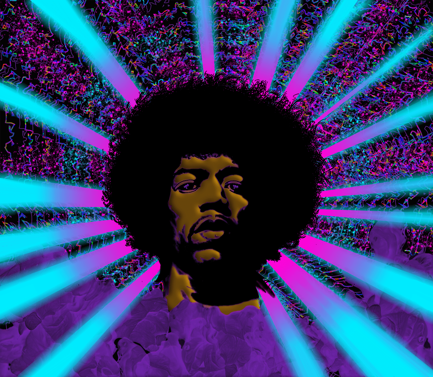 1960s Digital Art  fender stratocaster graphic design  Jimi Hendrix jimihendrix littlewing music photoshop psychedelic