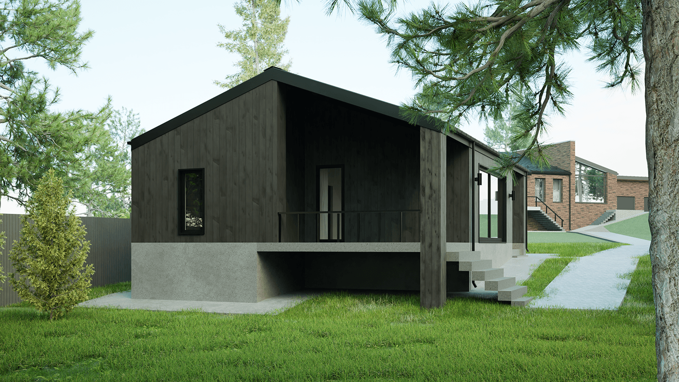 archviz architecture visualization barnhouse exterior Sauna Sauna design