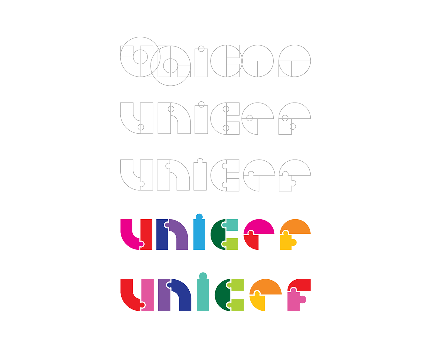 branding  graphic design  logo logomark Logotype motion graphics  puzzle logo rebranding sub-brands unicef