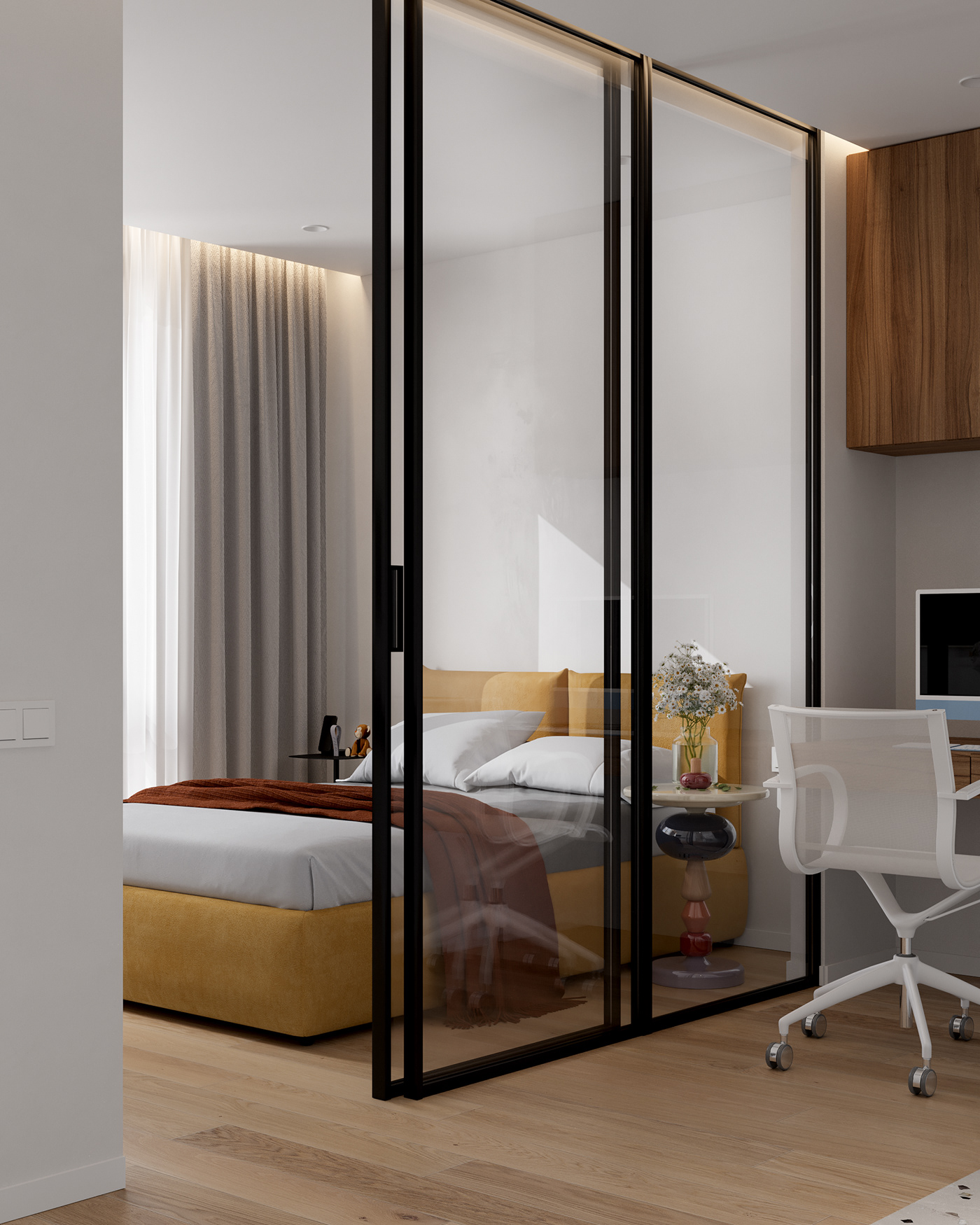 1 room apartment another day architecture interior design  Minimalism respublika ukraine design visualization