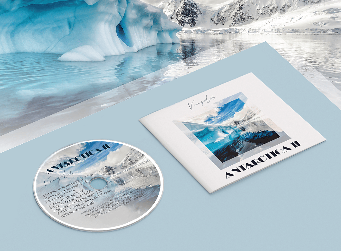 antarctica blue CD cover graphic design  ice
