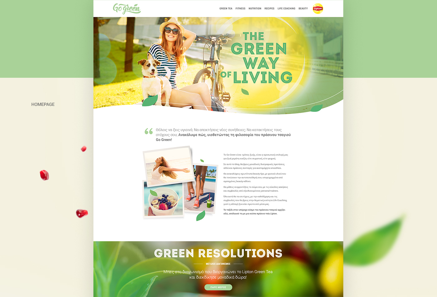 Website nutrition beauty UI ux Imba fitness tea recipes Lipton fresh