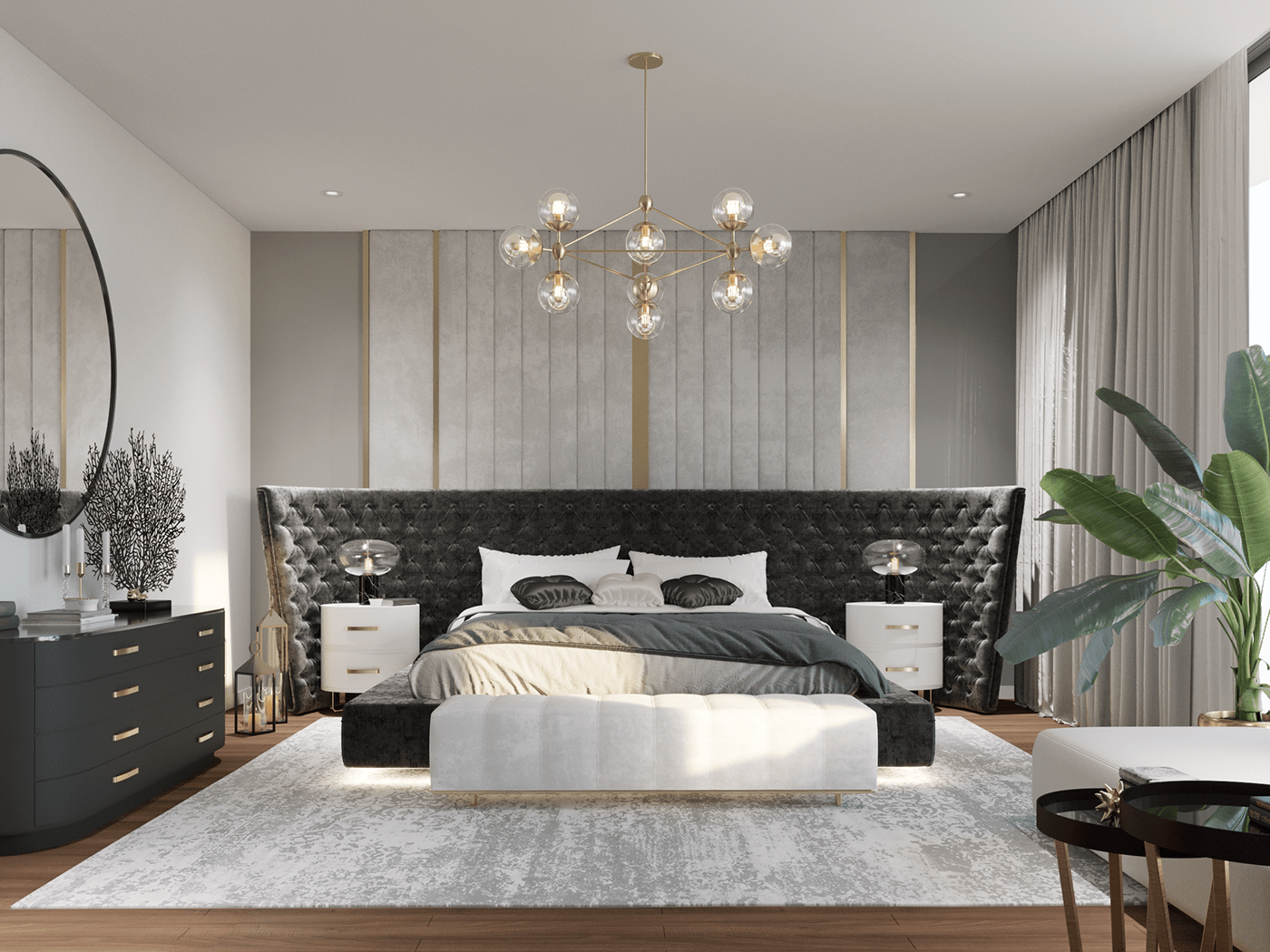 bedroom grey Interior luxury