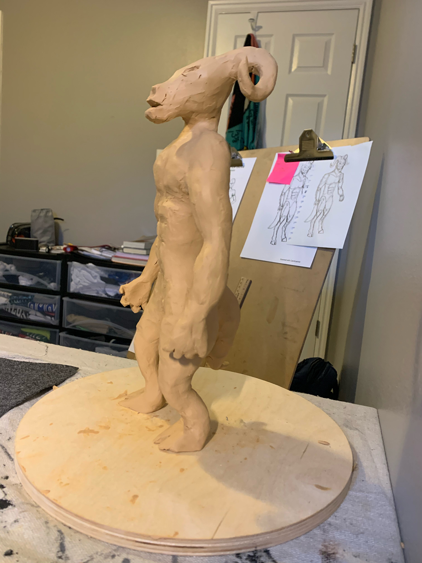 ART 256 Beginning Sculpture BYUH chimera man oxen wolf