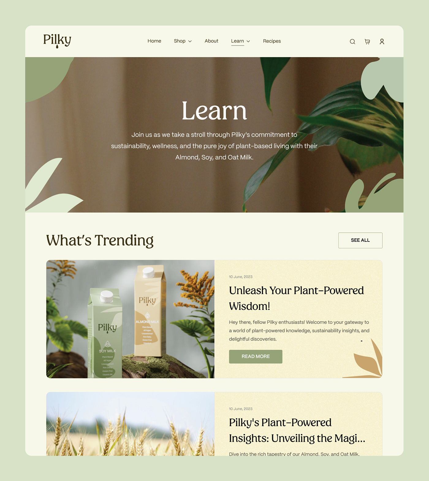 landing page Web Design  ui design Web designer drink milk vegan Web plan based branding 