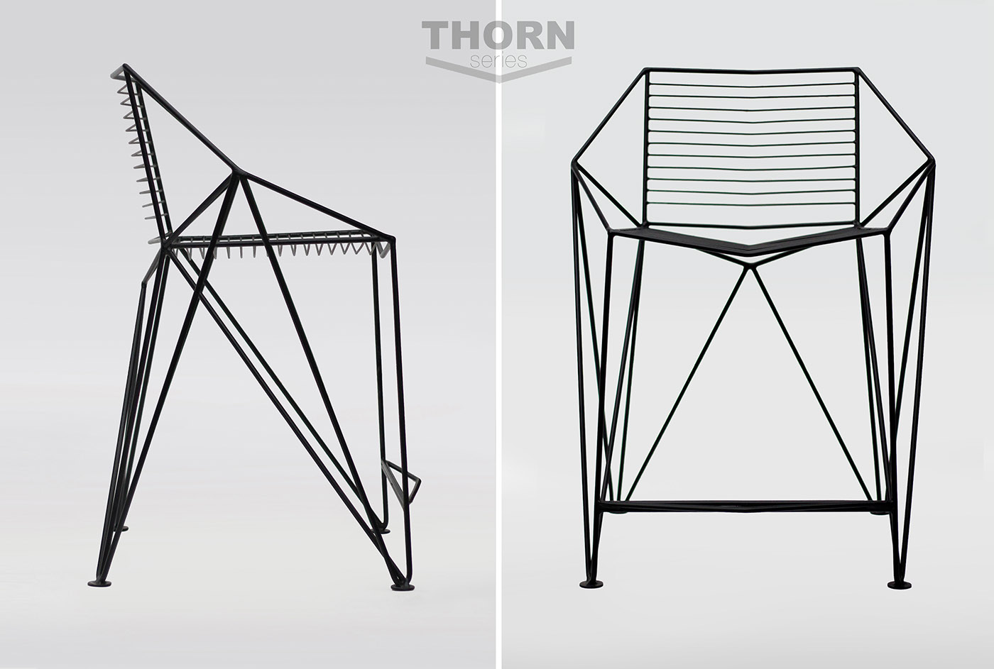 metal armchair semi-bar chair Lazariev design metal rods Frame chair welded chair Thorn geometry