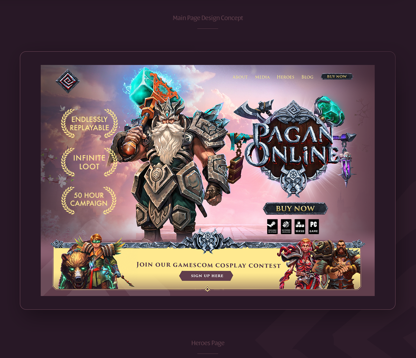 PAGAN ONLINE game gamedesign conceptart art motiondesign styleframes trailer GUI cartoon