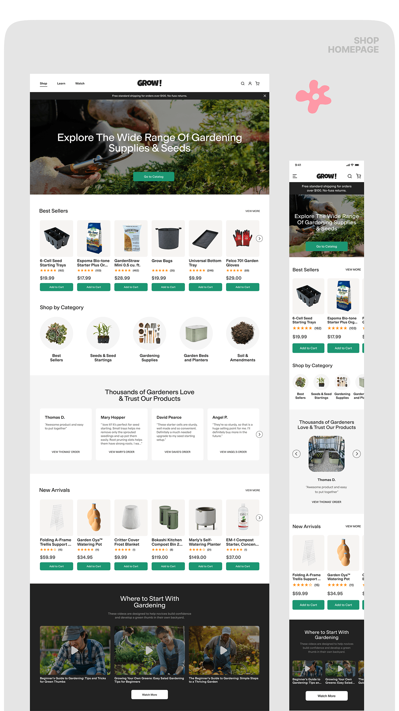 Website gardening Ecommerce Web Design  redesign plants botanical UI/UX online store shop