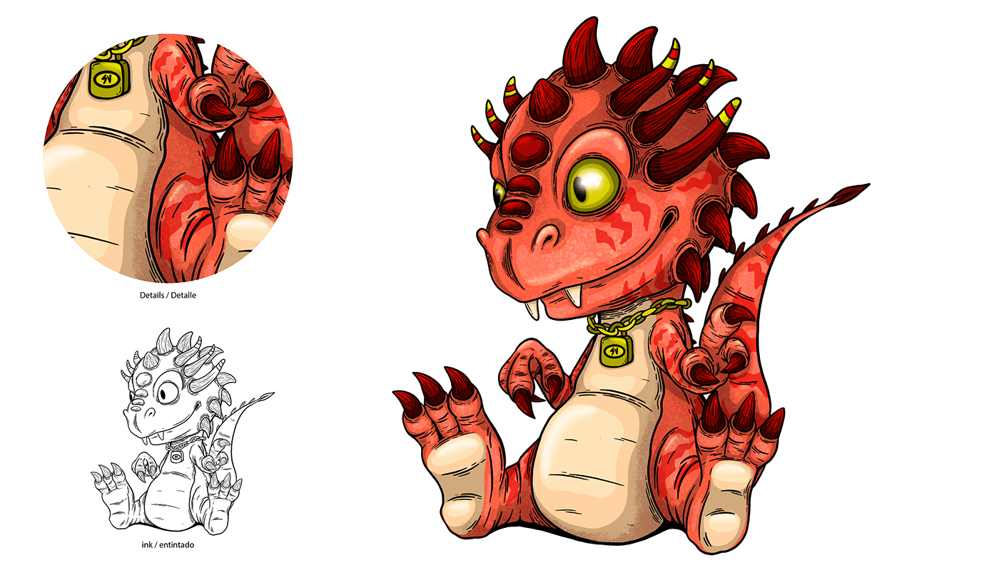 caracters cartoon Digital Art  Dinosaur dinosaurio dragon ink Procreate
