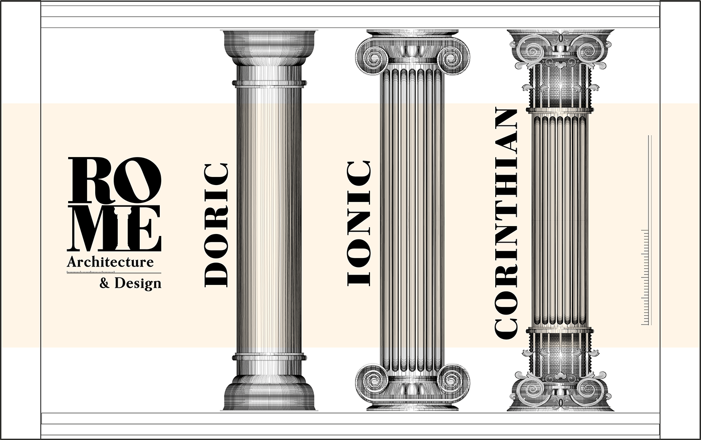 Rome architecture Columns roman architecture history museum Logo Design vector line drawing black and white