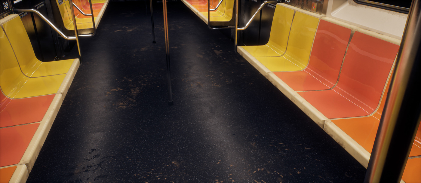 indoor visualization 3D interior design  modern subway train New York nyc 3d art