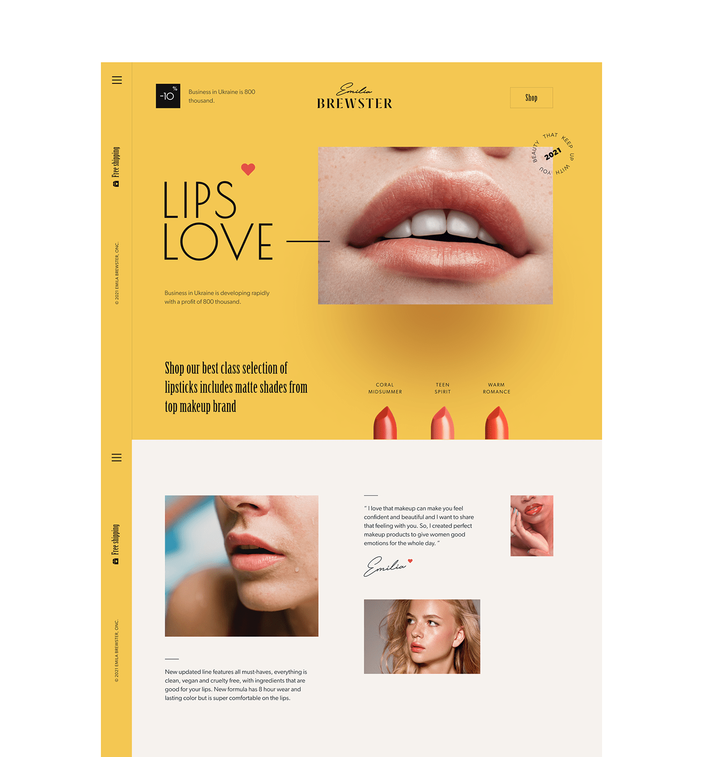 beauty branding  concept girl lips photo UI/UX Website cosmetics makeup