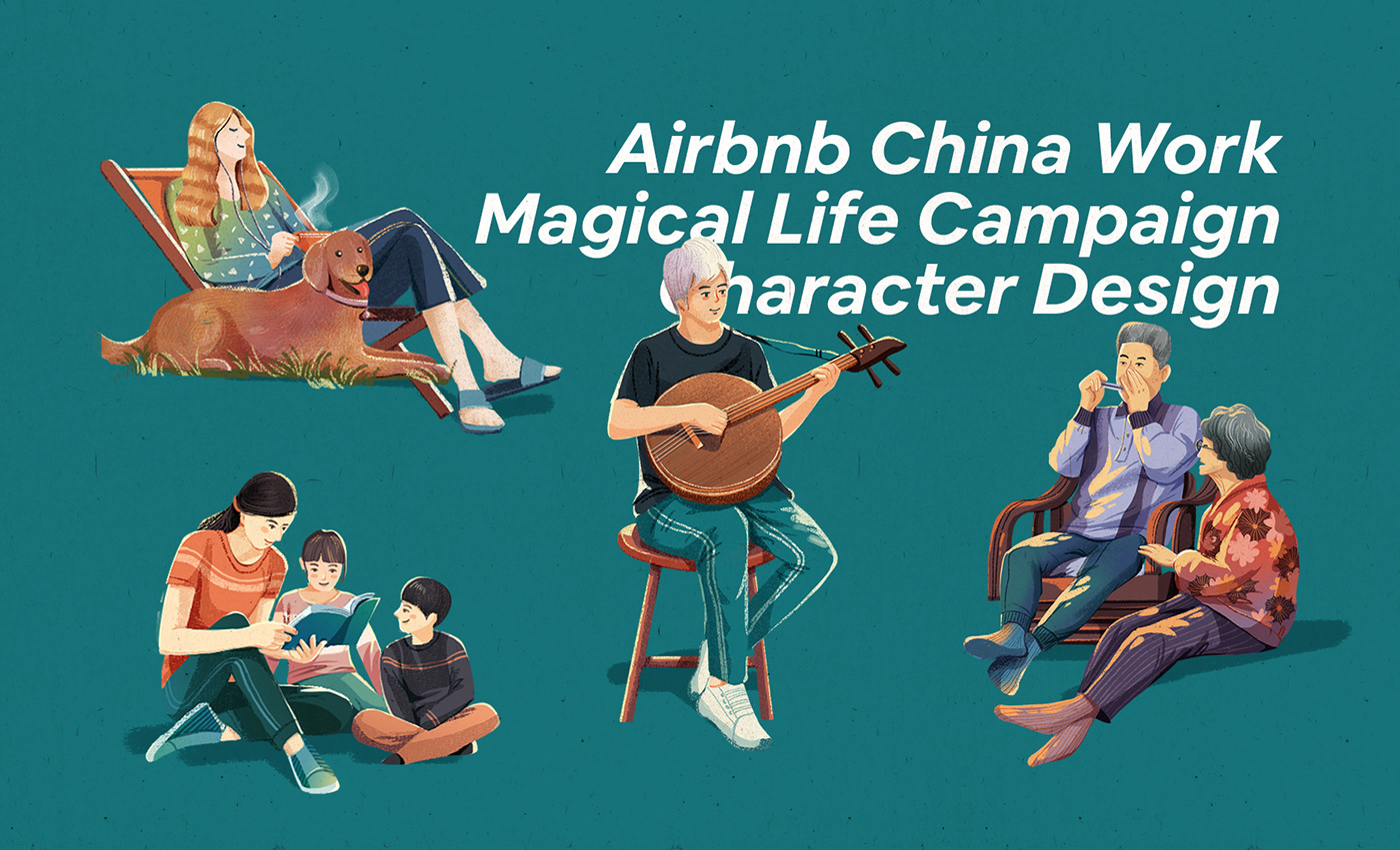 airbnb app Character design  color graphic design  illustraction loyatly Procreate UI