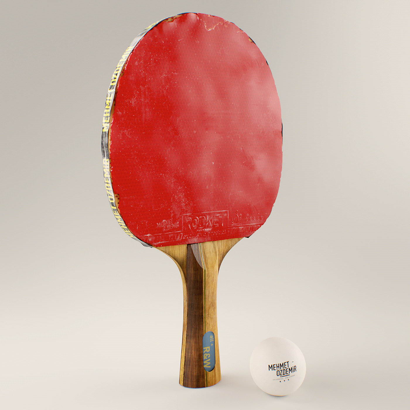 ping pong Racket table tennis 3D blender materials sport studio wood ball