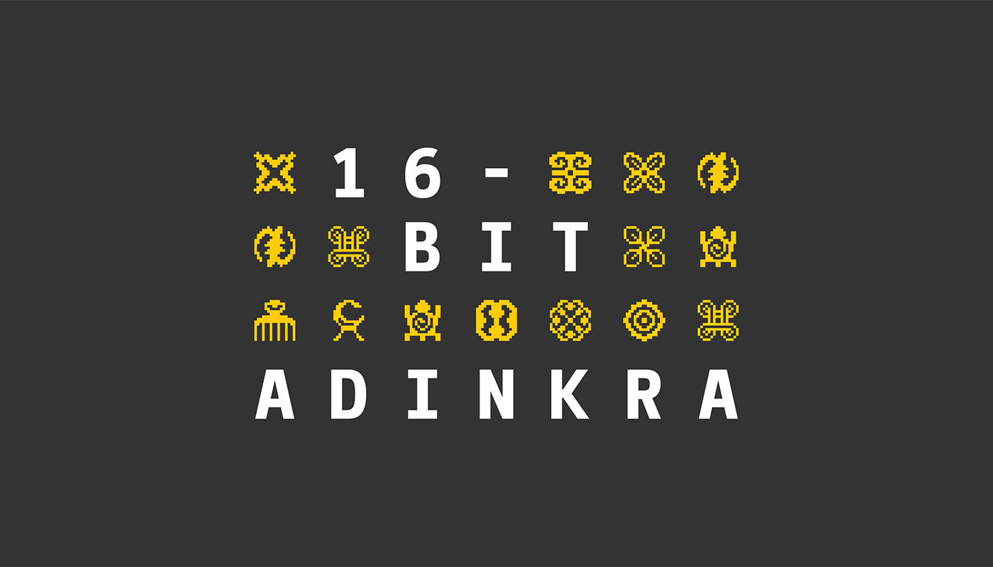 16-bit Adinkra africa bitmap culture Ghana grid icons low-res