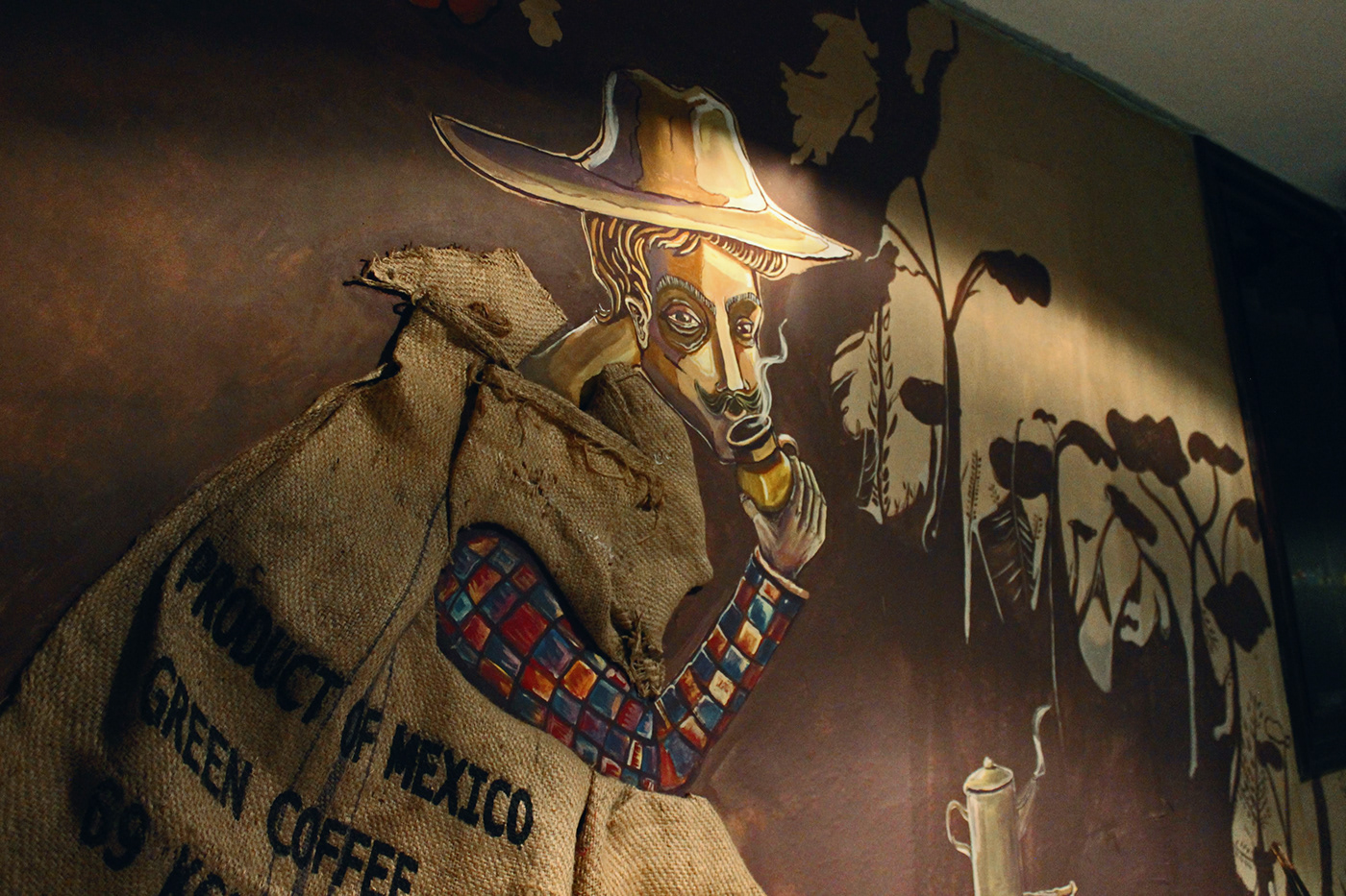 Coffee Mexican pintura acrilico Mural cafe cafeteria arte ILLUSTRATION  art