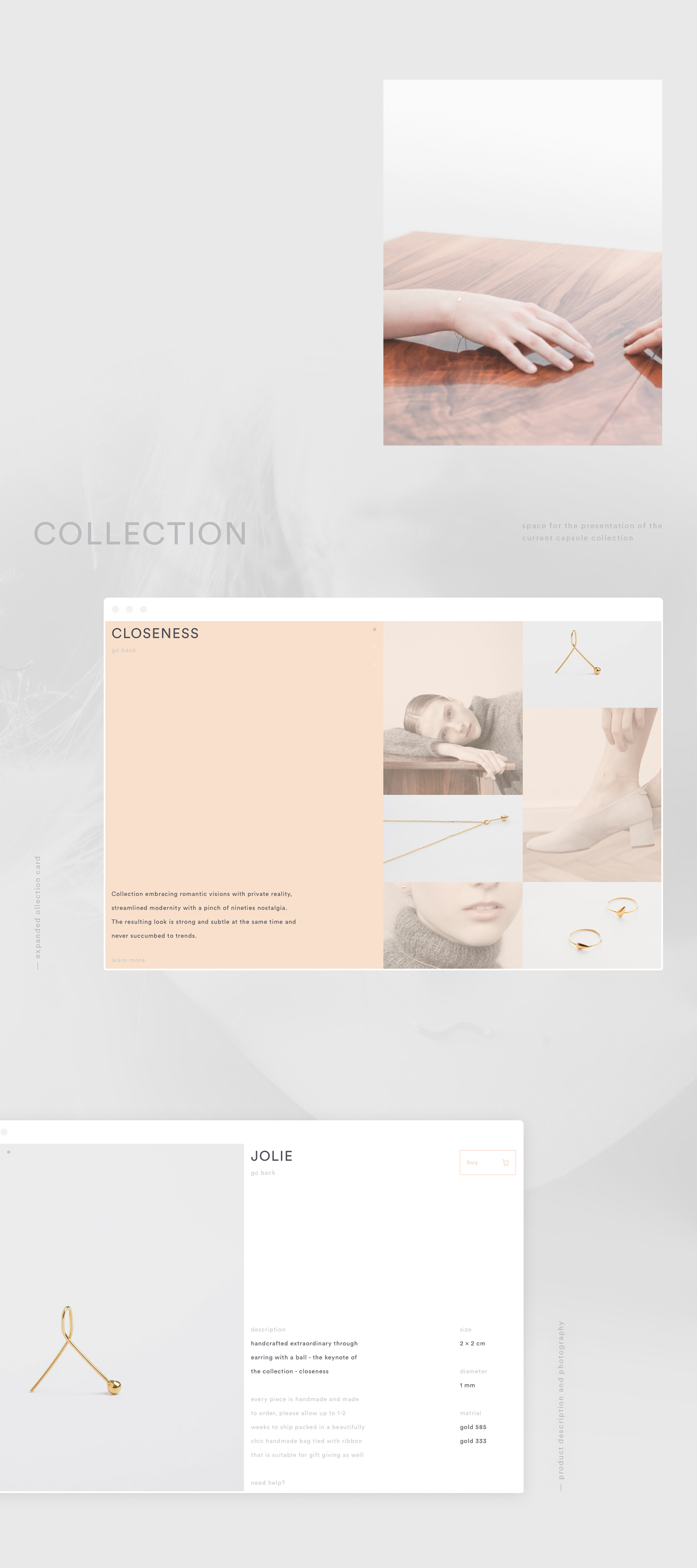 Jewellery jewelry gold store handcrafted nostalgia romantic Website simple cards