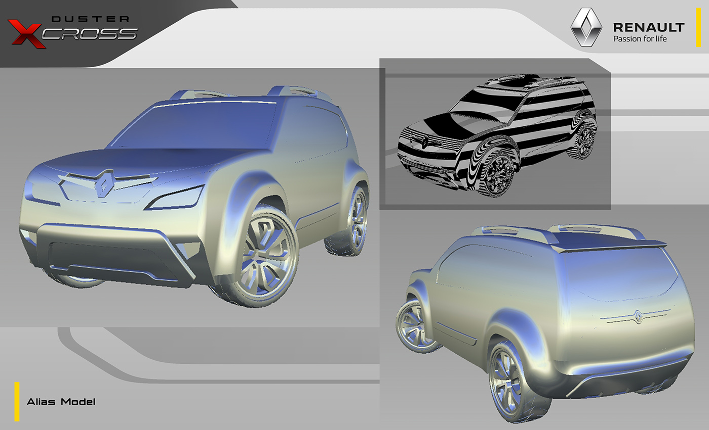 Automotive design renault Duster concept car portfolio Alias rendering design  sketch Digital Sketch Transportation Design