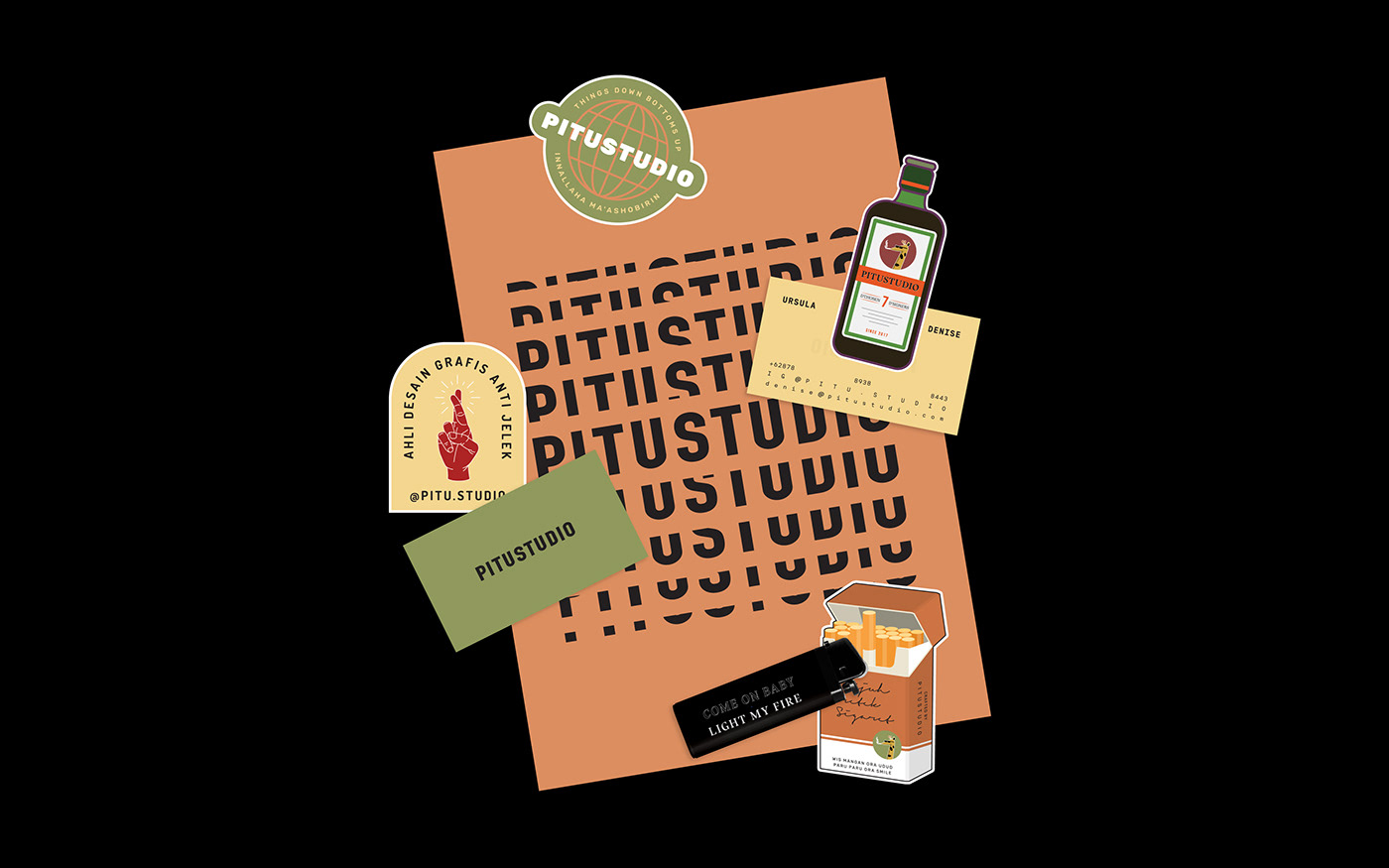 branding  logo graphic design  identity Stationery sticker poster print pitustudio indonesia