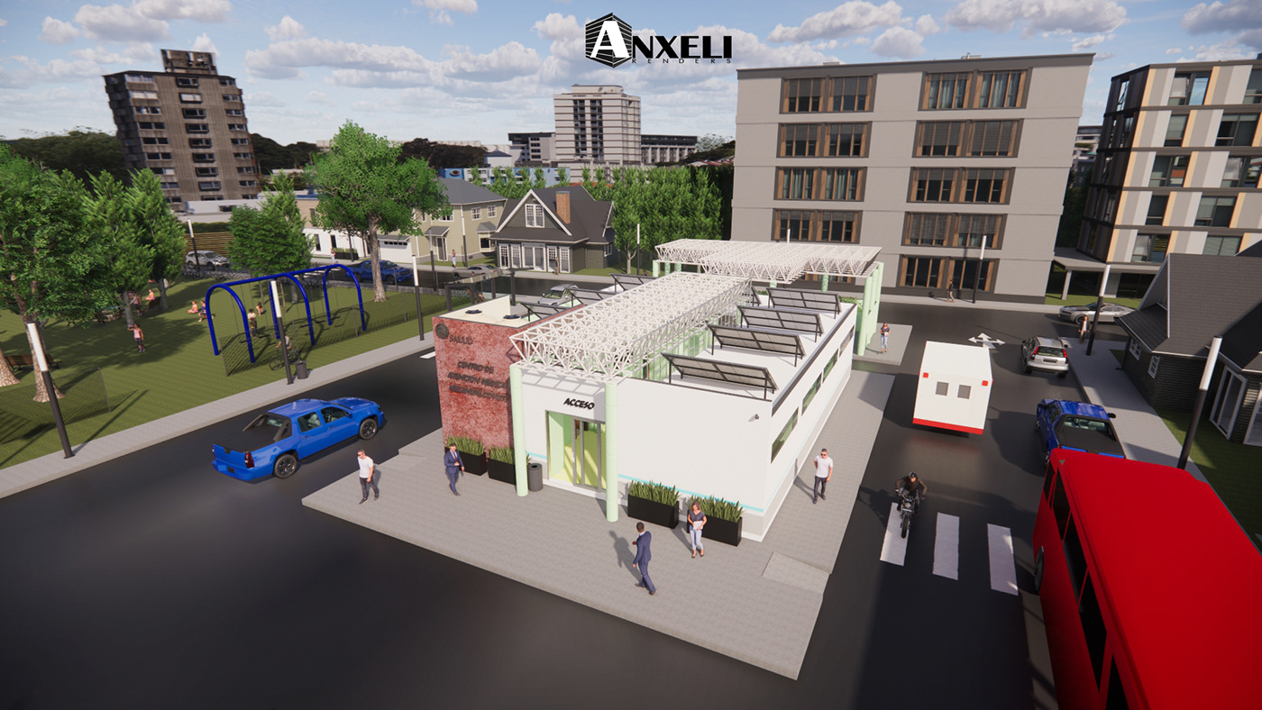 arquitectura atencion medica exterior hospital nezahualcoyotl proyecto Render visualizacion 3d
