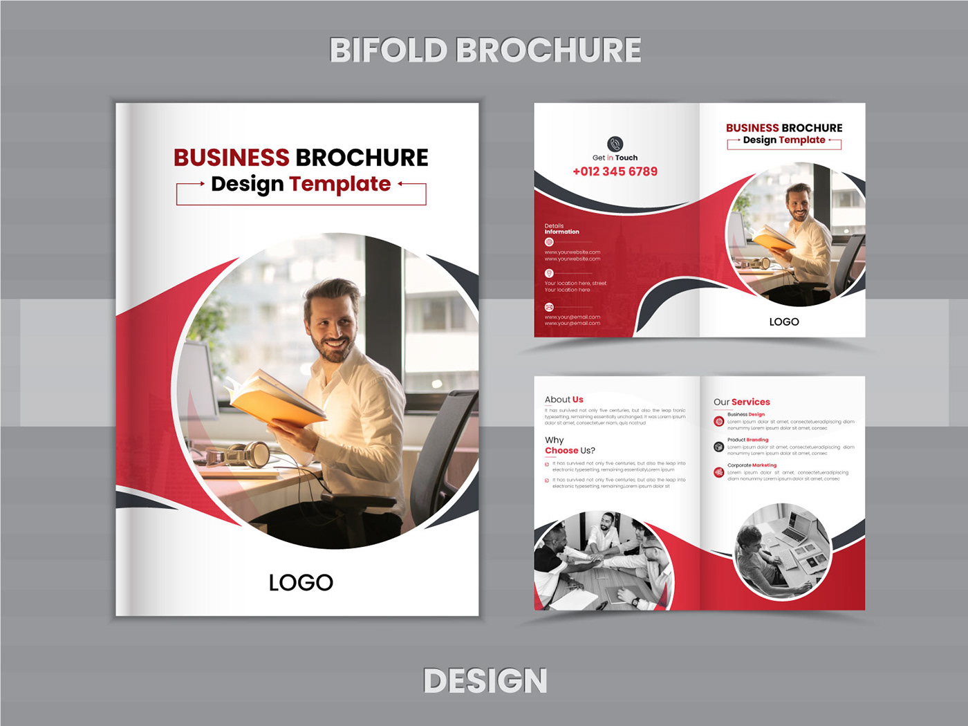 bifold brochure Advertising  marketing   design business professional modern template presentation