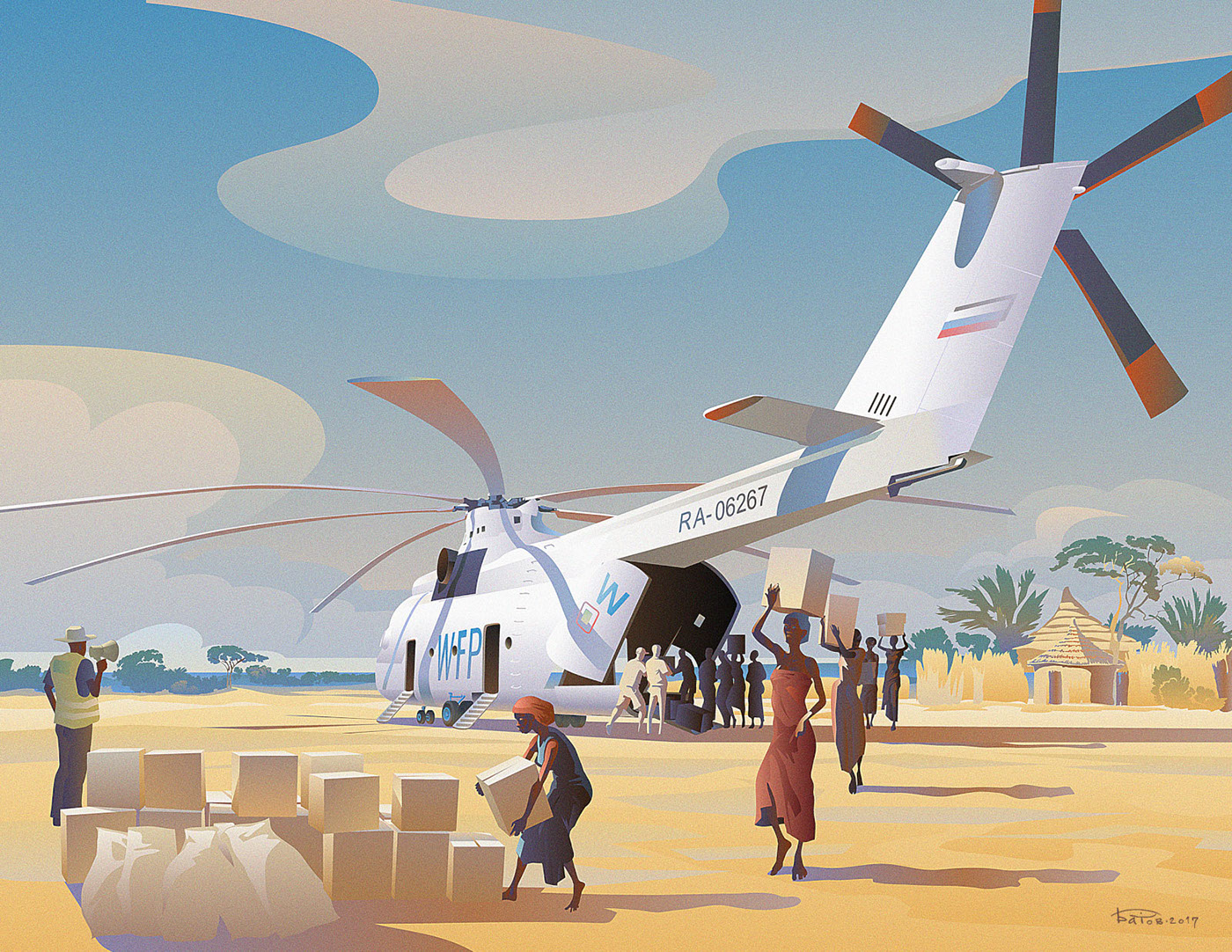 vector Vector Illustration ILLUSTRATION  illustration art aviation AbakanAir helicopter airplane Humanitarian aid un