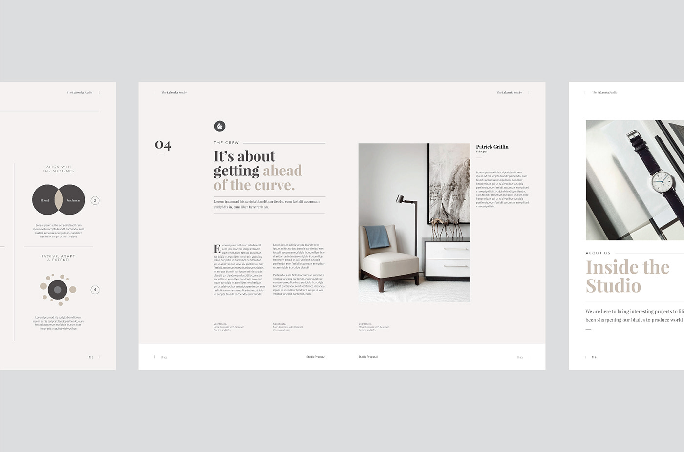 editorial minimal Layout InDesign template Proposal studio minimalist elegant pitch