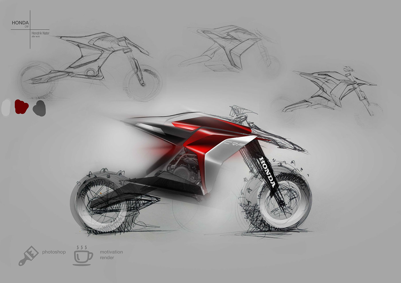 Transportation Design sketch photoshop render Bike Honda motorcycle yamaha conceptbike E-Bike