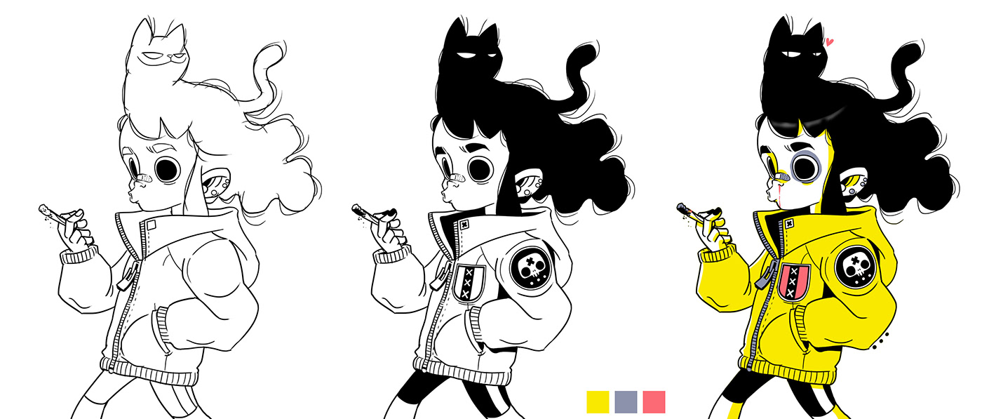 digital illustration Digital Art  Character design  cartoon Drawing  yellow girl